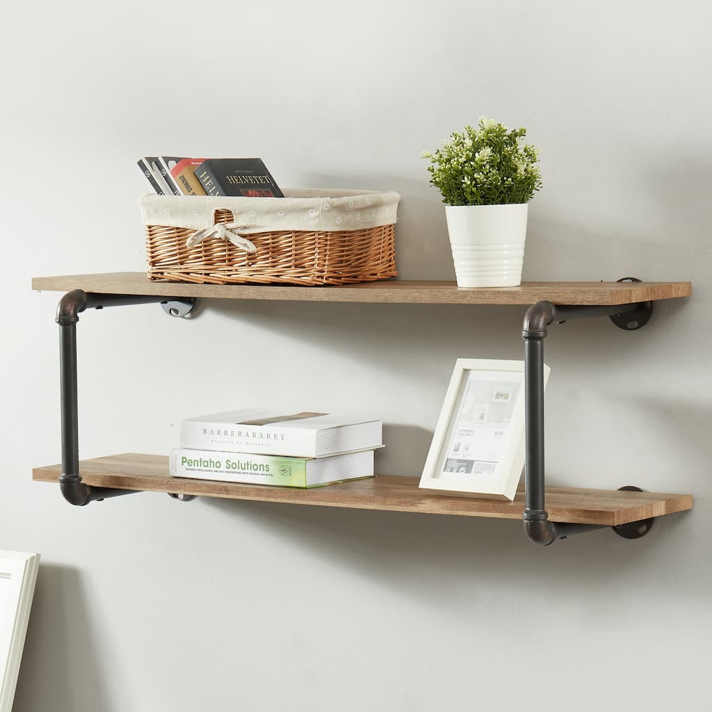 Furniture of America Gaetan Industrial Natural Tone Floating Wall Shelf
