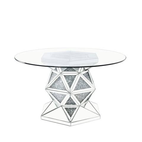 Noralie Dining Table in Mirrored and Faux Diamonds