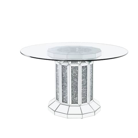 Noralie Dining Table in Mirrored and Faux Diamonds