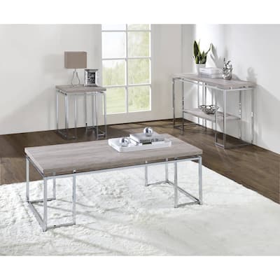 Chafik Coffee Table in Natural Oak & Chrome