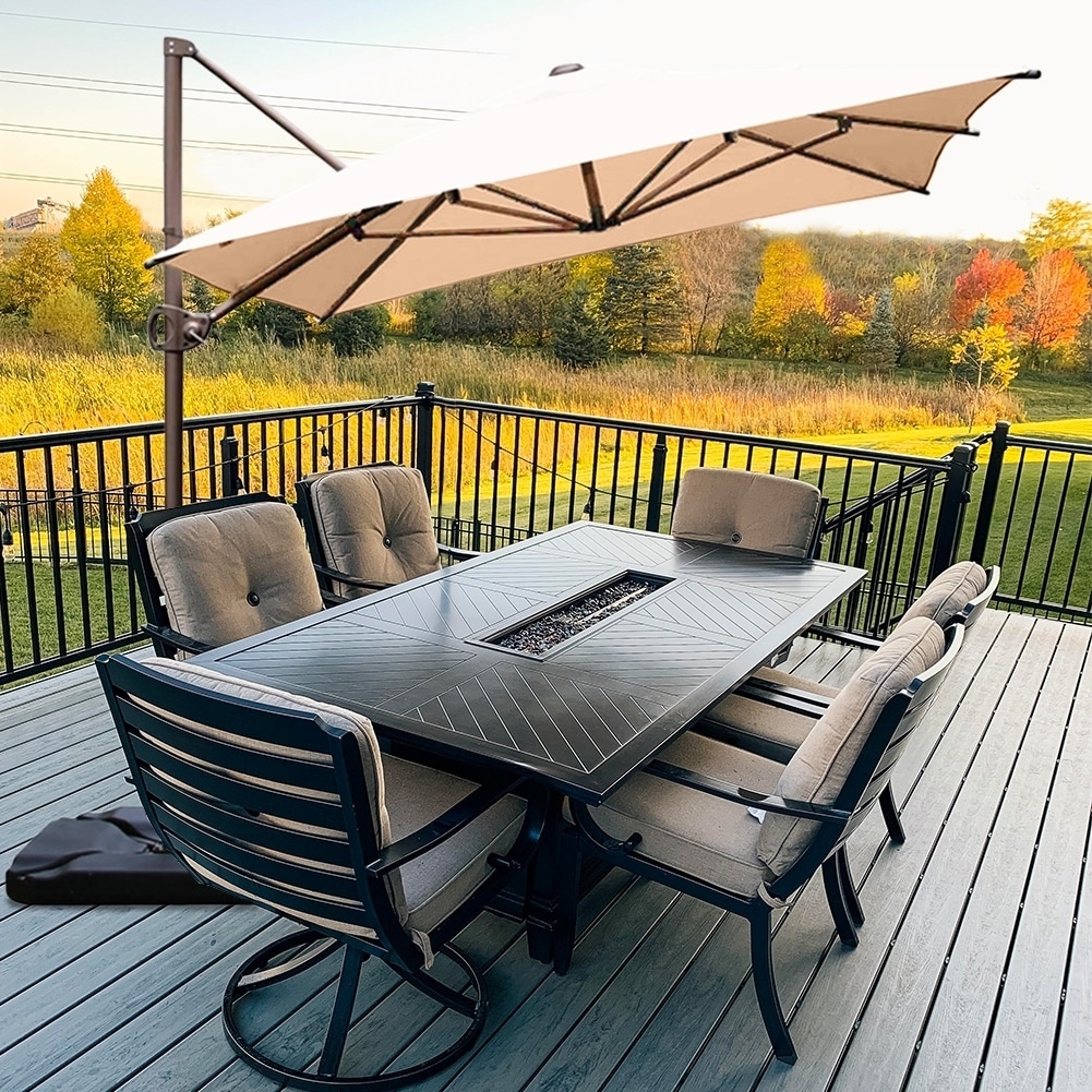 Shop Acapulco 12 5x8 Beige Offset Cantilever Umbrella With Cross Base By Havenside Home Overstock 30608877