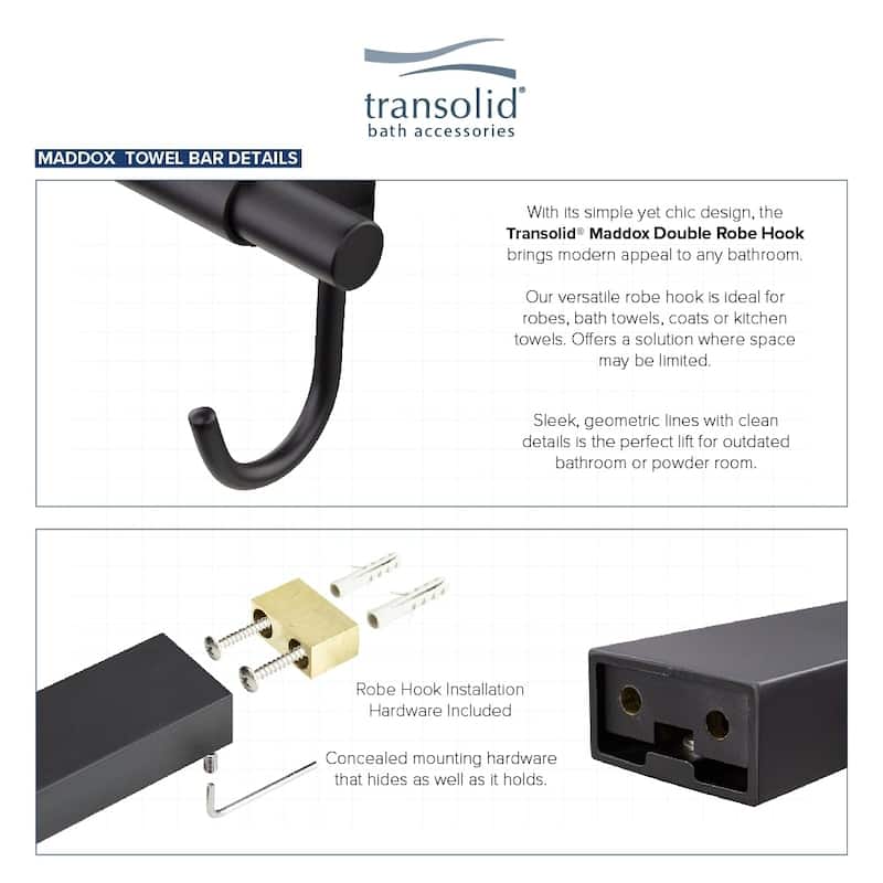 Transolid Maddox KA-MDX-4-PC 4-Piece Bathroom Accessory Kit - 2.88" x 25.91" x 0.73"