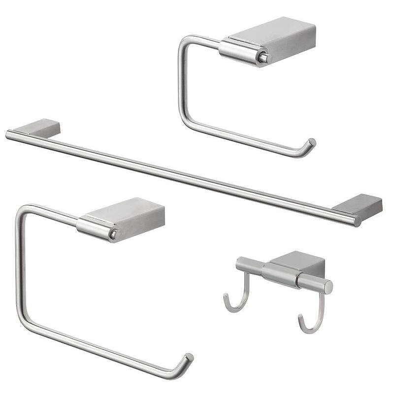 Transolid Maddox KA-MDX-4-PC 4-Piece Bathroom Accessory Kit - 2.88" x 25.91" x 0.73" - Brushed Stainless