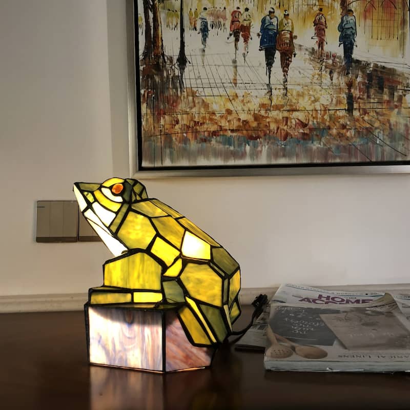 Gracewood Hollow Chee Tiffany-style Green Frog Accent Lamp/Night Light
