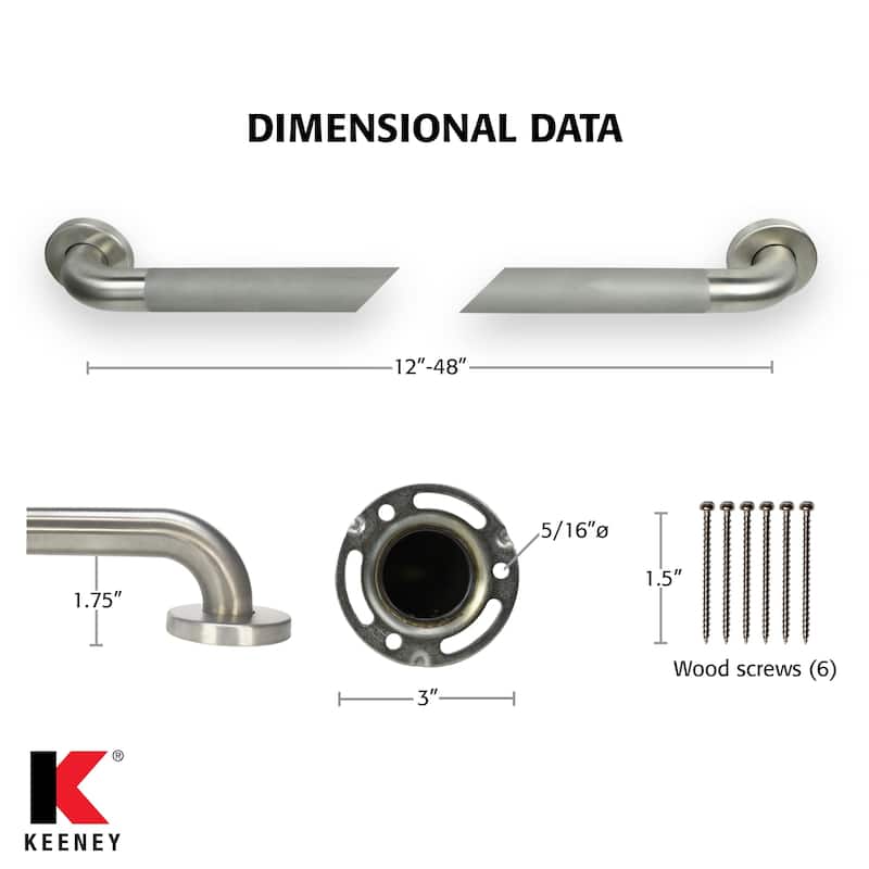 Keeney 1-1/4 in. Classic Stainless Steel Grab Bar, Exposed