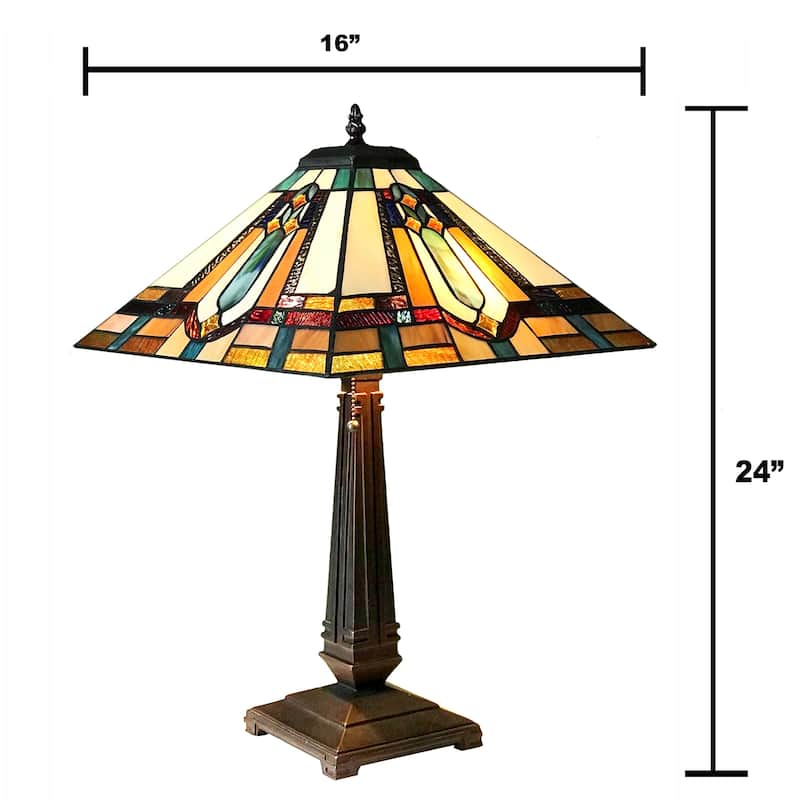 Gracewood Hollow Choden Tiffany-style 2-light Antique Bronze Table Lamp