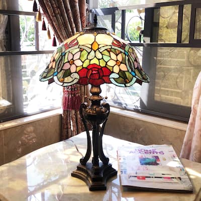 Gracewood Hollow Chang Floral Tiffany-style 2-light Antique Bronze Table Lamp