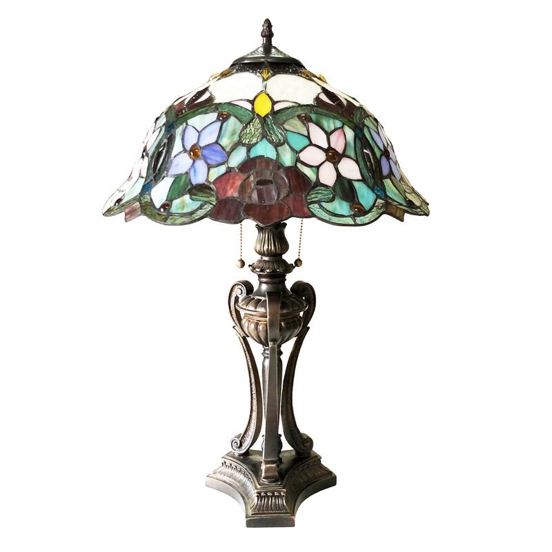 Gracewood Hollow Chang Floral Tiffany-style 2-light Antique Bronze Table Lamp