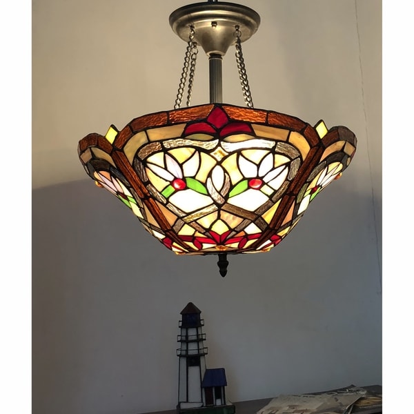 tiffany style semi flush mount ceiling light