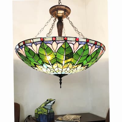 Gracewood Hollow Cheung Tiffany-style Geometric 3-light Antique Bronze Pendant