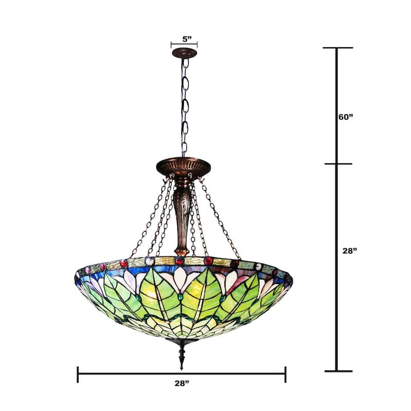 Gracewood Hollow Cheung Tiffany-style Geometric 3-light Antique Bronze Pendant