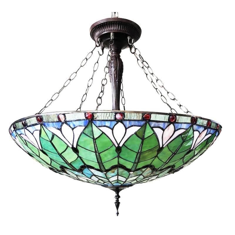 Gracewood Hollow Cheung Tiffany-style Geometric 3-light Antique Bronze Pendant