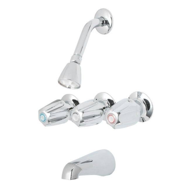 OakBrook Essentials 3 Handle Tub and Shower 3-Handle Polished Chrome Tub and Shower Faucet