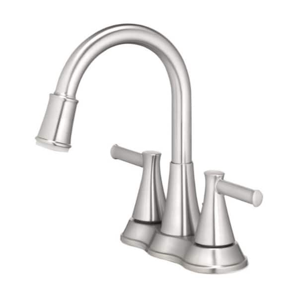 OakBrook Doria Brushed Nickel Two Handle LED Lavatory Pop-Up Faucet 4 ...