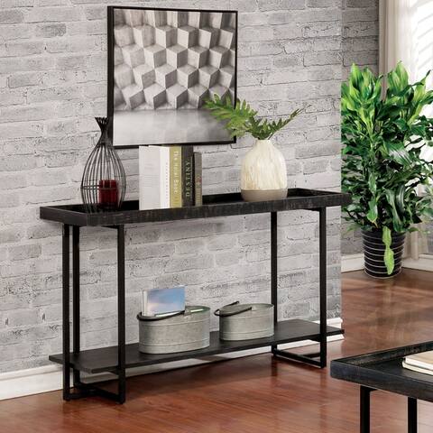 Furniture of America Alivia Black Rustic 2-Shelf Sofa Table