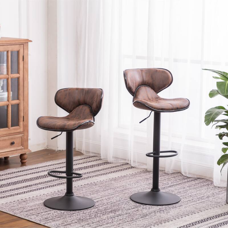 Carbon Loft Medway Weathered Airlift Adjustable Swivel Barstool (Set of 2)