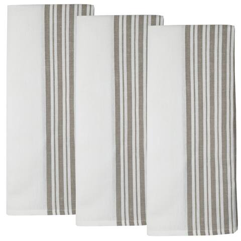 Dunroven House Cotton/Linen Blend Striped Towel Set of 3