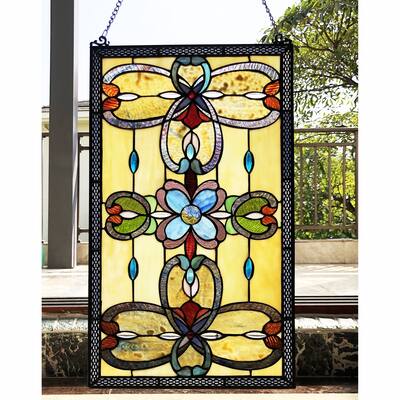 Gracewood Hollow Davies Rectangular Glass Window Panel/Suncatcher with Geometric Accents