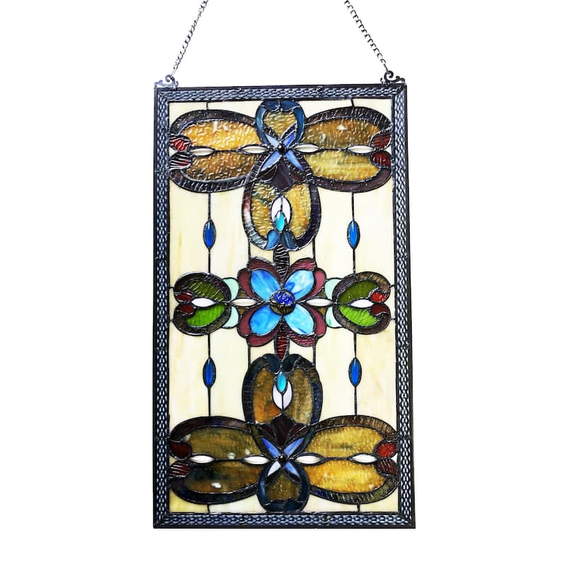 Gracewood Hollow Davies Rectangular Glass Window Panel/Suncatcher with Geometric Accents