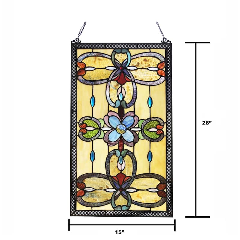 Gracewood Hollow Davies Rectangular Glass Window Panel/Suncatcher with Geometric Accents