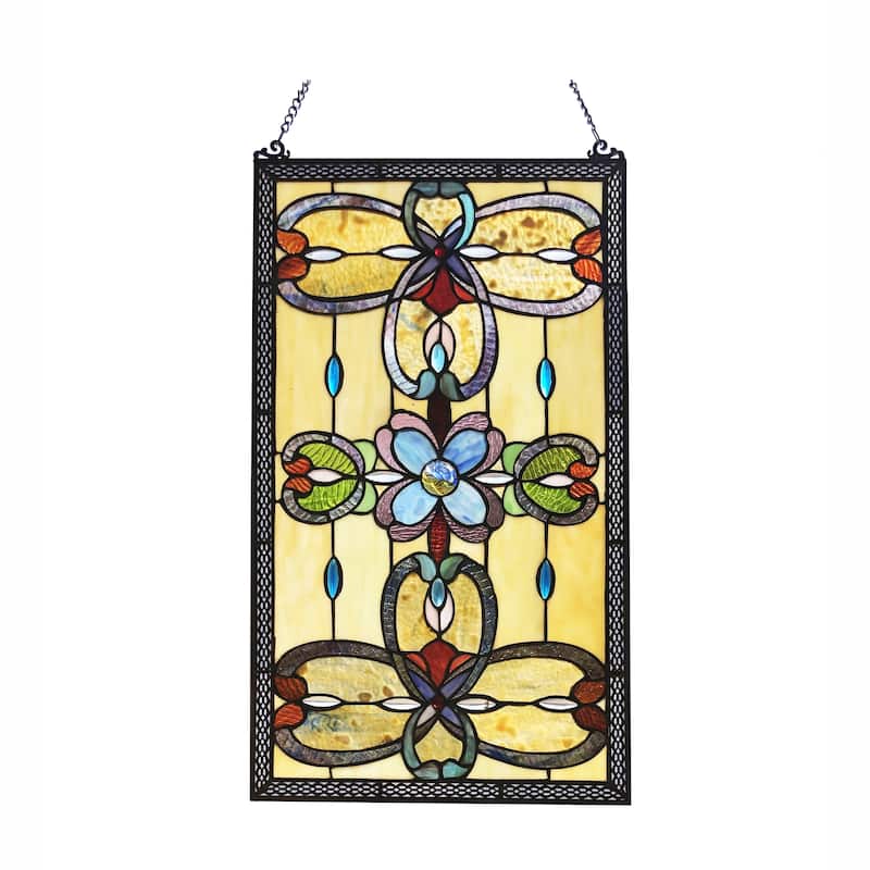 Gracewood Hollow Davies Rectangular Glass Window Panel/Suncatcher with Geometric Accents