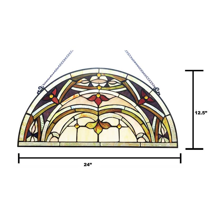 Gracewood Hollow Chu Glass Half-circle Window Panel/Suncatcher