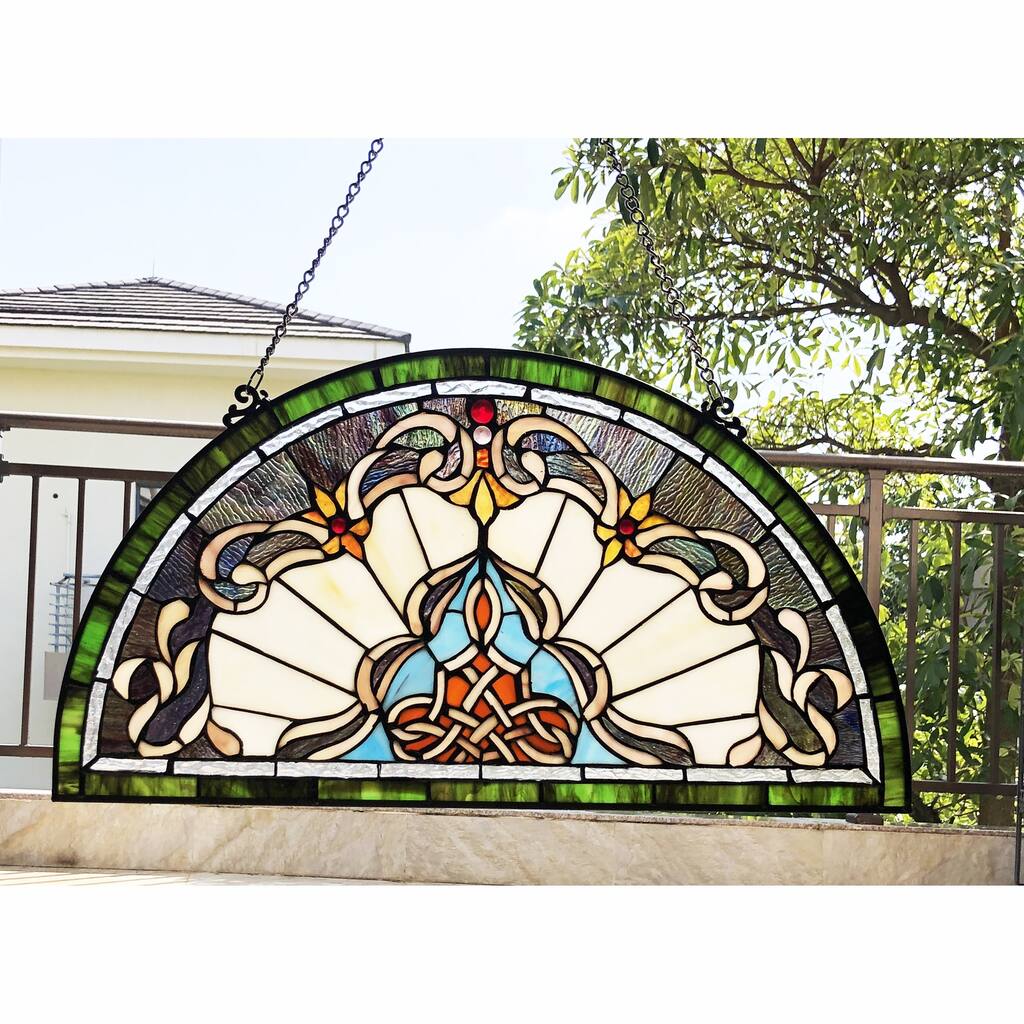 Gracewood Hollow Delapaz Half-circle Glass Window Panel/Suncatcher