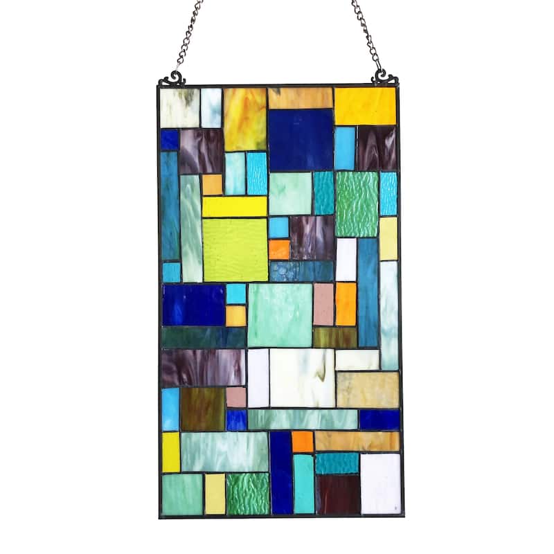 Gracewood Hollow Bulosan Glass Window Panel/Suncatcher with Geometric Accents