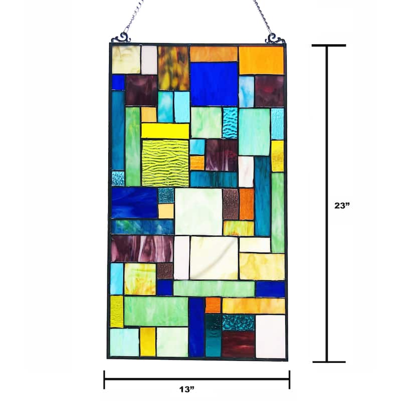 Gracewood Hollow Bulosan Glass Window Panel/Suncatcher with Geometric Accents