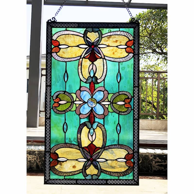 Gracewood Hollow Eaton Multicolored Rectangular Glass Window Panel/Suncatcher