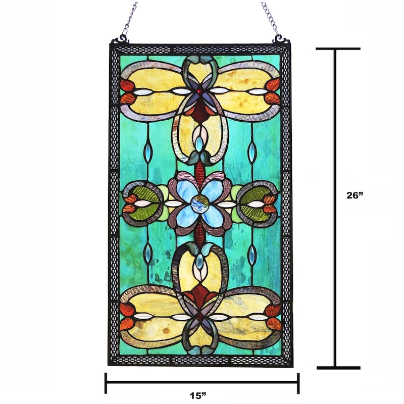 Gracewood Hollow Eaton Multicolored Rectangular Glass Window Panel/Suncatcher