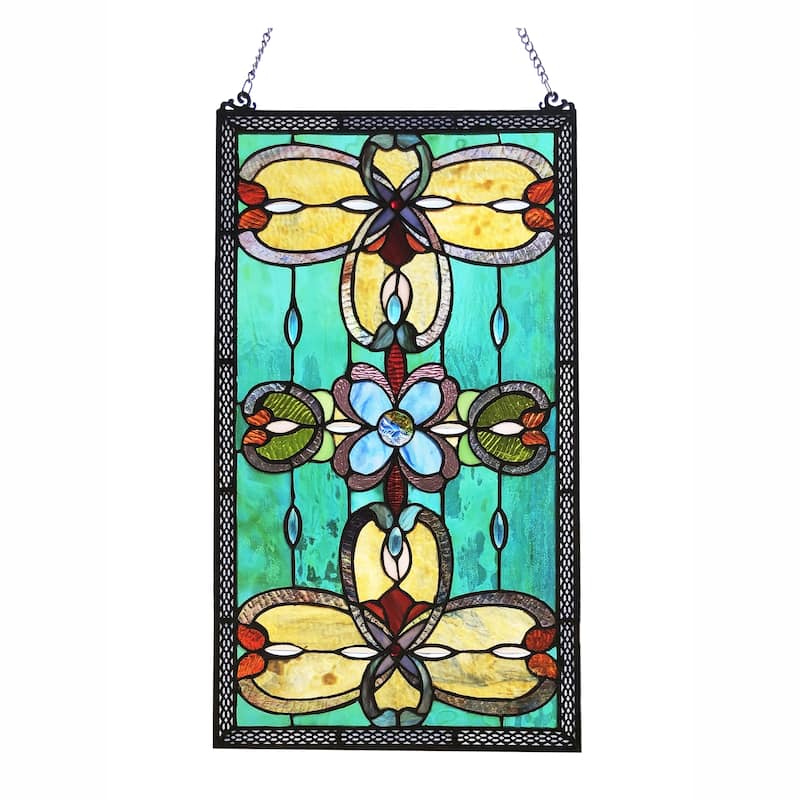Gracewood Hollow Eaton Multicolored Rectangular Glass Window Panel/Suncatcher