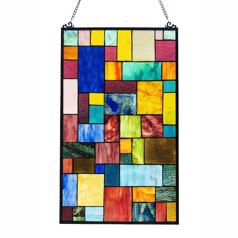 Gracewood Hollow Cabico Glass Window Panel/Suncatcher with Geometric Accents