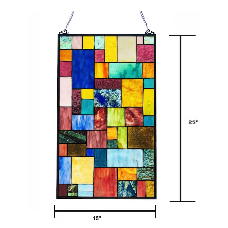 Gracewood Hollow Cabico Glass Window Panel/Suncatcher with Geometric Accents