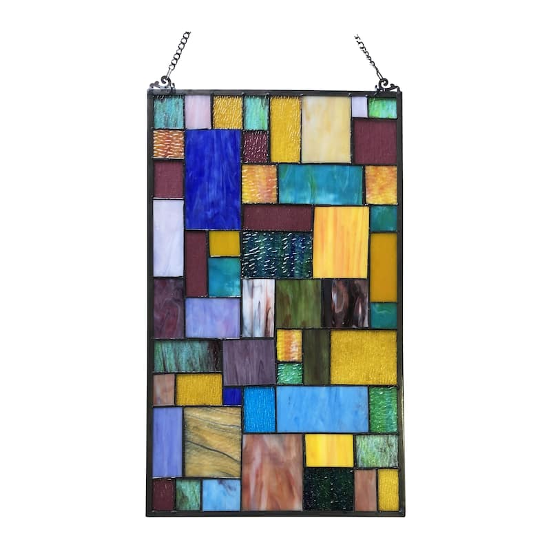 Gracewood Hollow Cabico Glass Window Panel/Suncatcher with Geometric Accents
