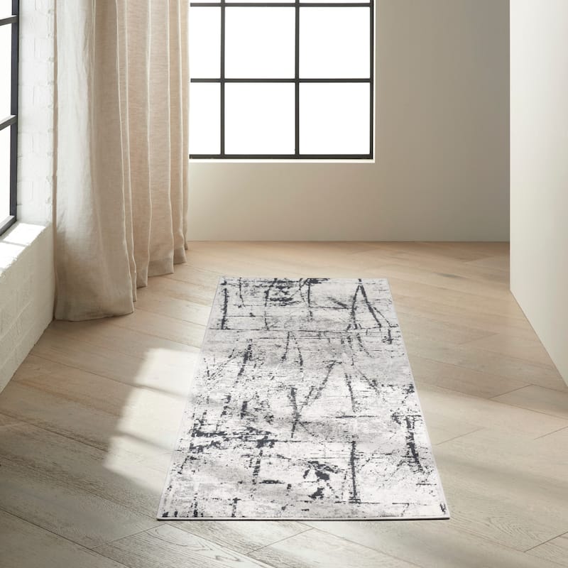 Calvin Klein Vapor Area Rug - 2' 2" x 7' 6" - Ivory/Grey