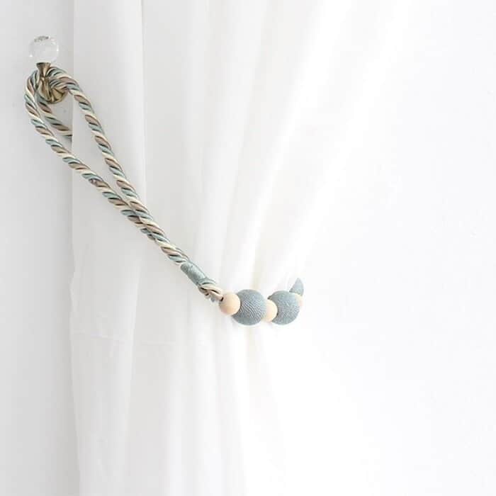 Bad Students Schoonover Weaving Wood Bead Handmade Curtain Tieback (Set of 2) - Teal