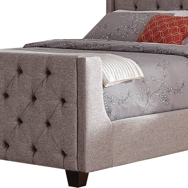 Shop Wooden Full Size Bed With Button Tufted Headboard And