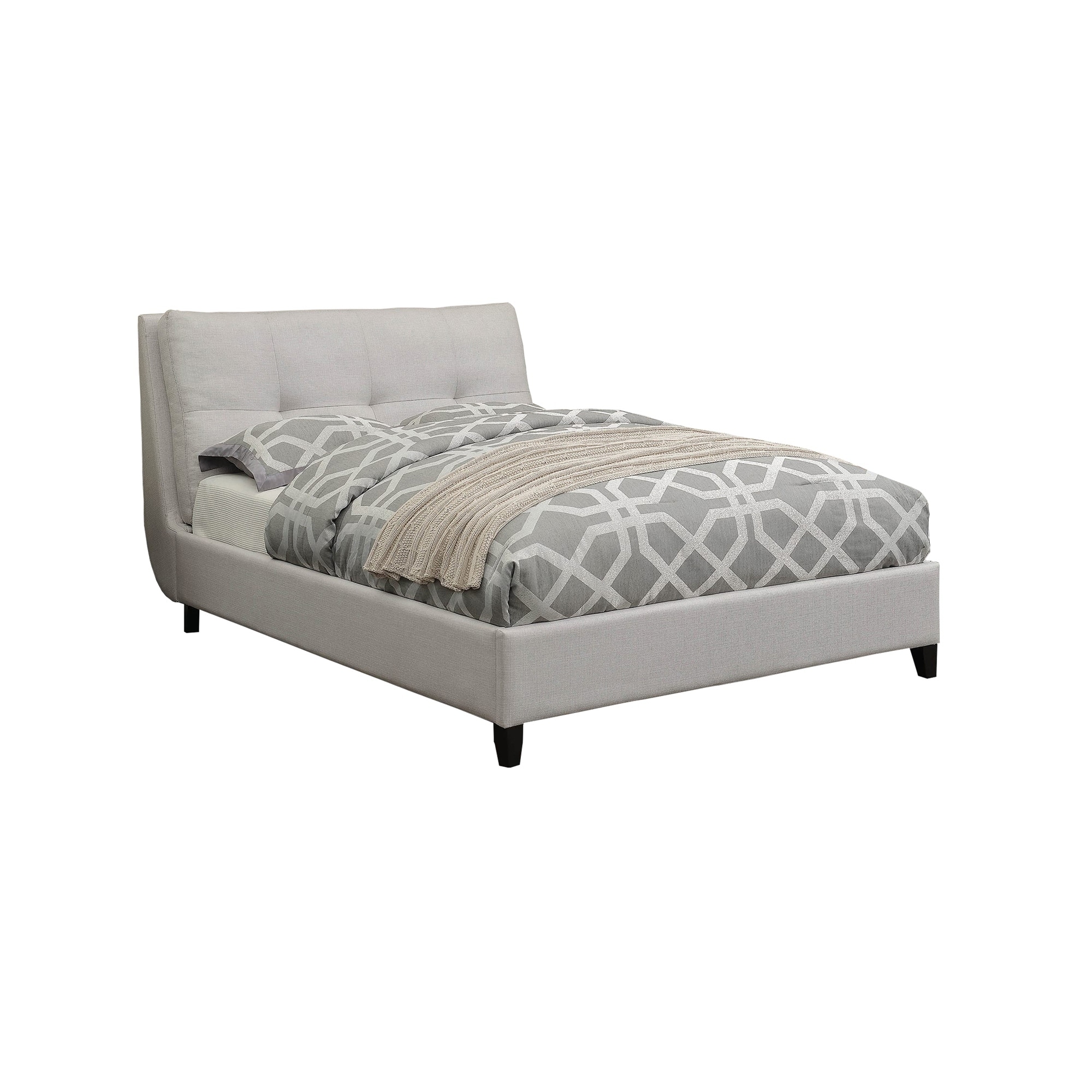 Shop Wooden Queen Size Bed With Tufted Pillow Top Headboard Gray