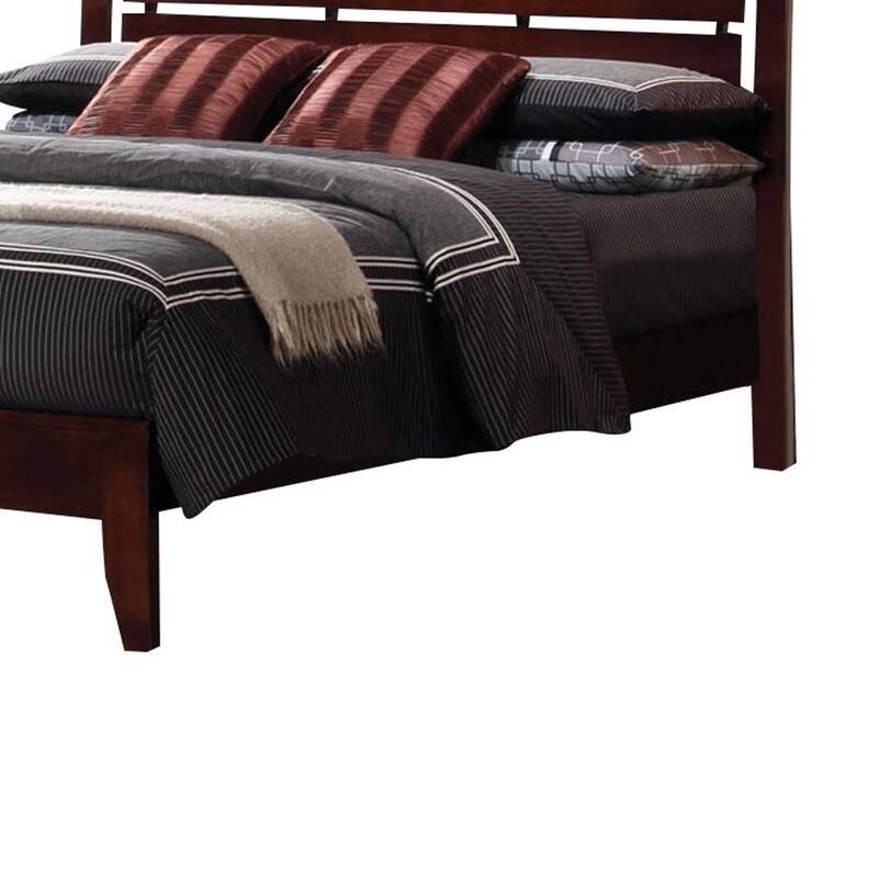 Transitional Eastern King Size Wooden Bed with Slatted Headboard, Brown ...