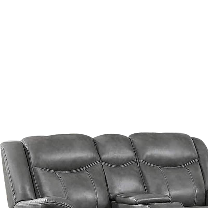 Leatherette Recliner Wooden Loveseat with Power Cord and USB Docks, Gray