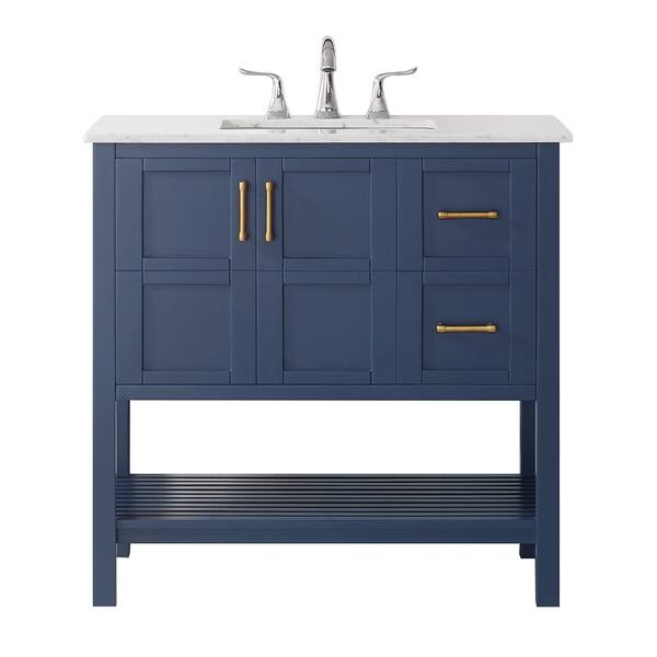 Shop Florence 36 Vanity In Royal Blue With Carrara White Marble Countertop Without Mirror Overstock 30617573