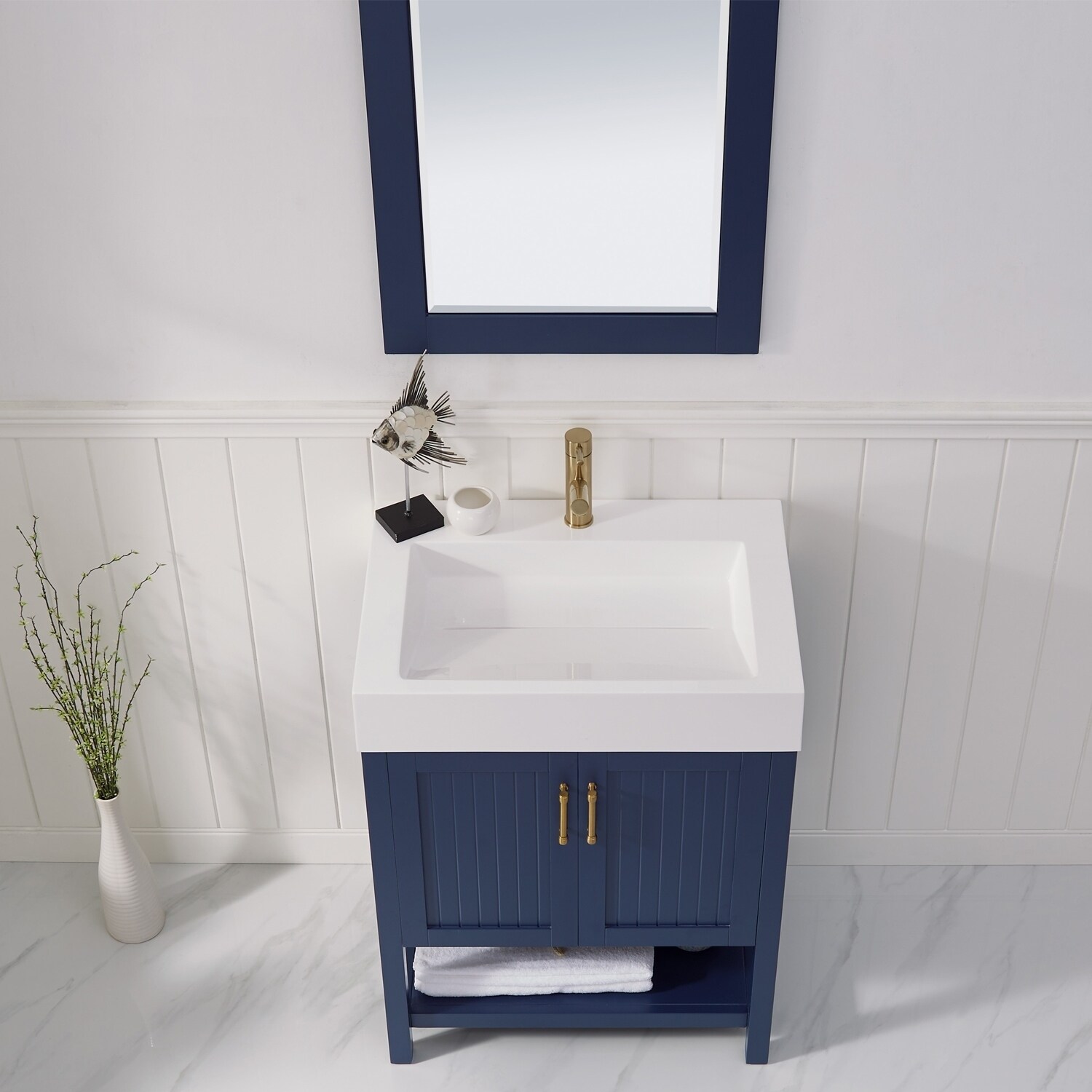 Shop Pavia 28 Single Vanity In Royal Blue With Acrylic Under Mount Sink With Mirror Free Shipping Today Overstock 30617588