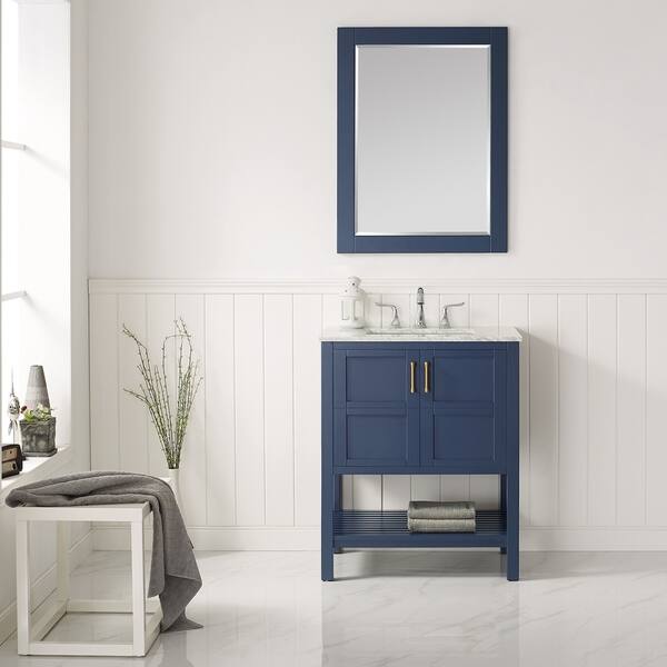 Shop Florence 30 Vanity In Royal Blue With Carrara White Marble