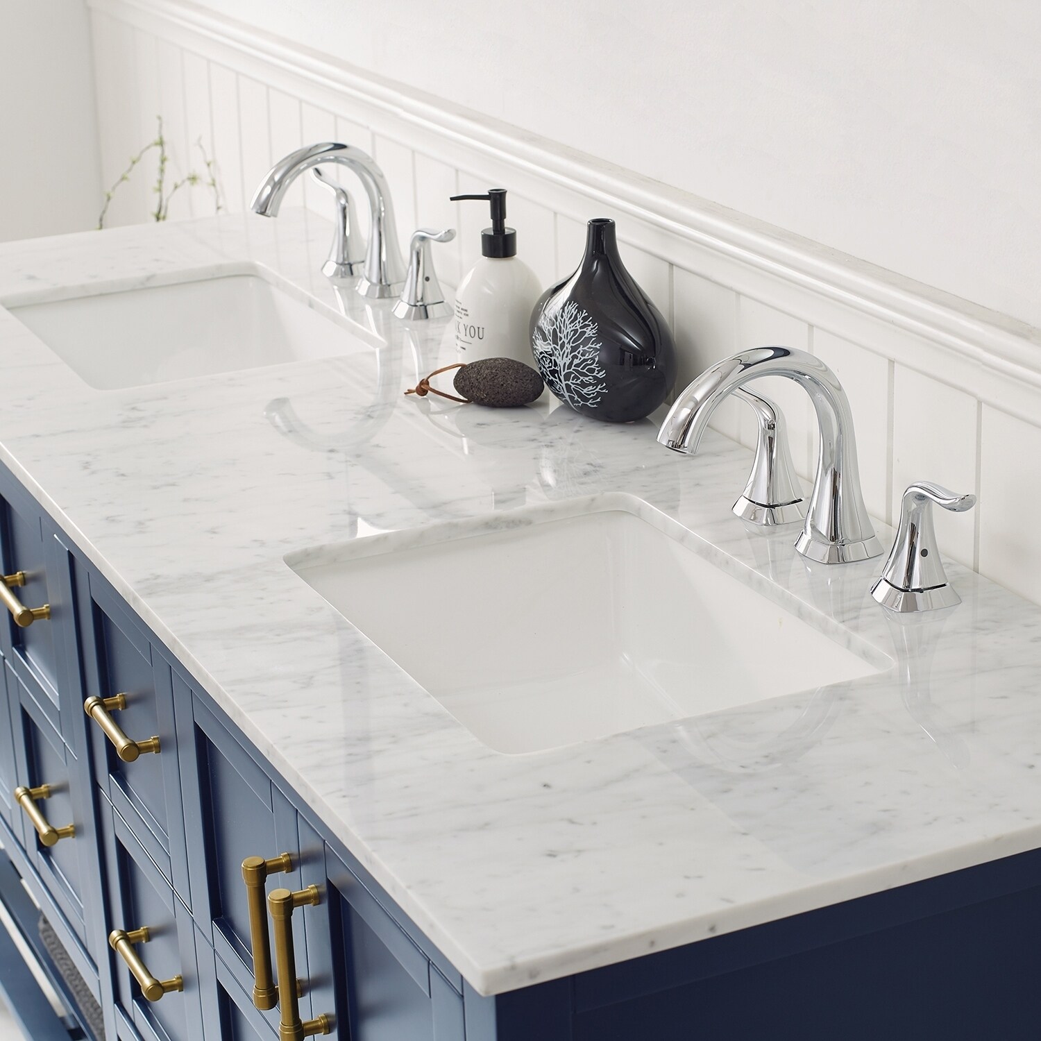 Shop Florence 72 Vanity In Royal Blue With Carrara White Marble