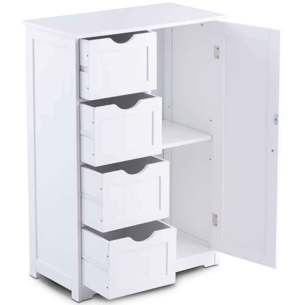 Shop 4 Drawer White Wooden Bathroom Cabinet Free Standing Cupboard