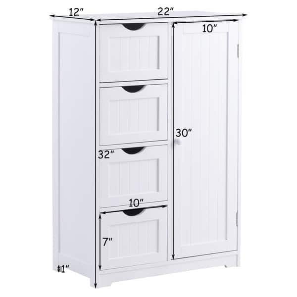 Shop 4 Drawer White Wooden Bathroom Cabinet Free Standing Cupboard