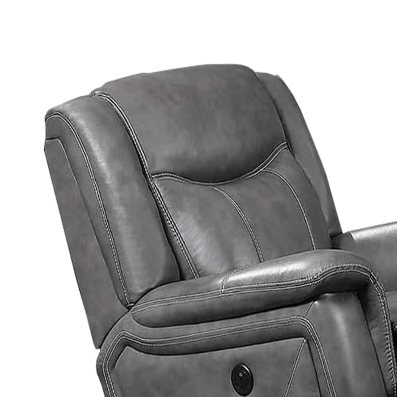 Leatherette Glider Recliner Chair with Stitched Details, Gray