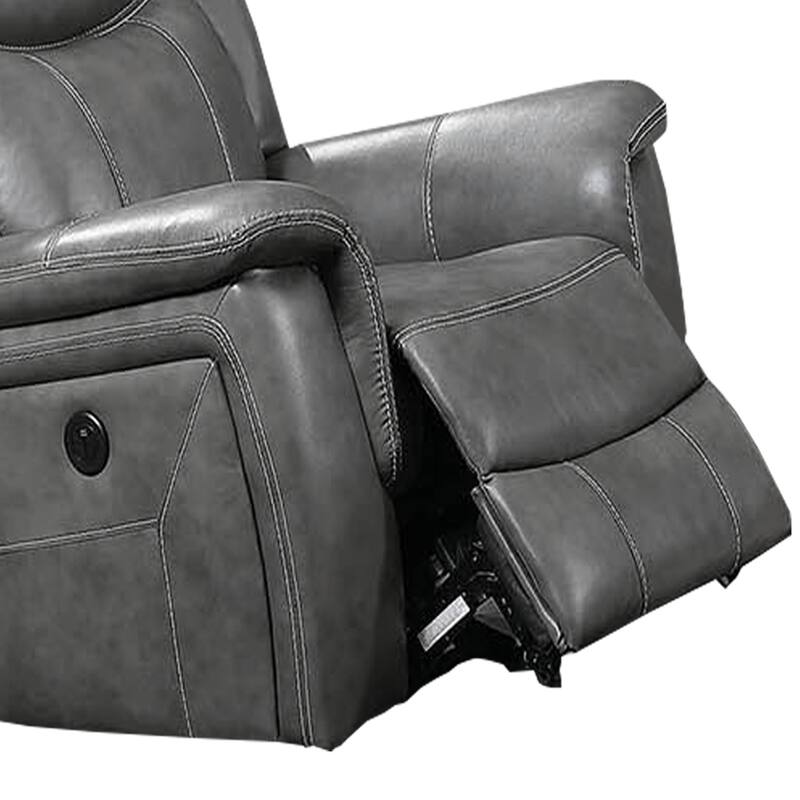 Leatherette Glider Recliner Chair with Stitched Details, Gray