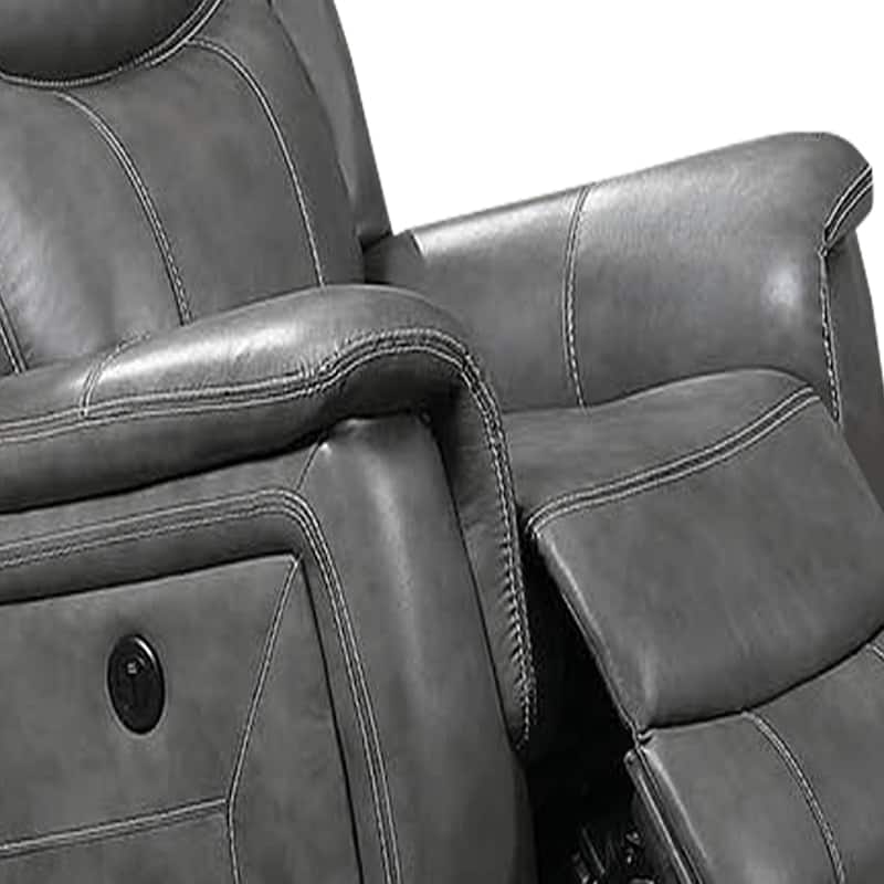 Leatherette Glider Recliner Chair with Stitched Details, Gray